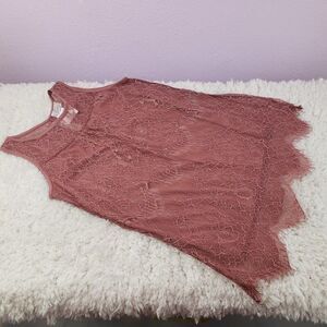 Shannon Ford Mesh Lace Brown Glitter Blouse Small